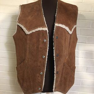 Vintage Levi’s 70’s San Francisco Brown Leather Suede Sherpa Lined Vest Size M